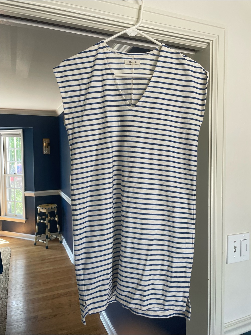 Madewell White and Blue Striped sundress